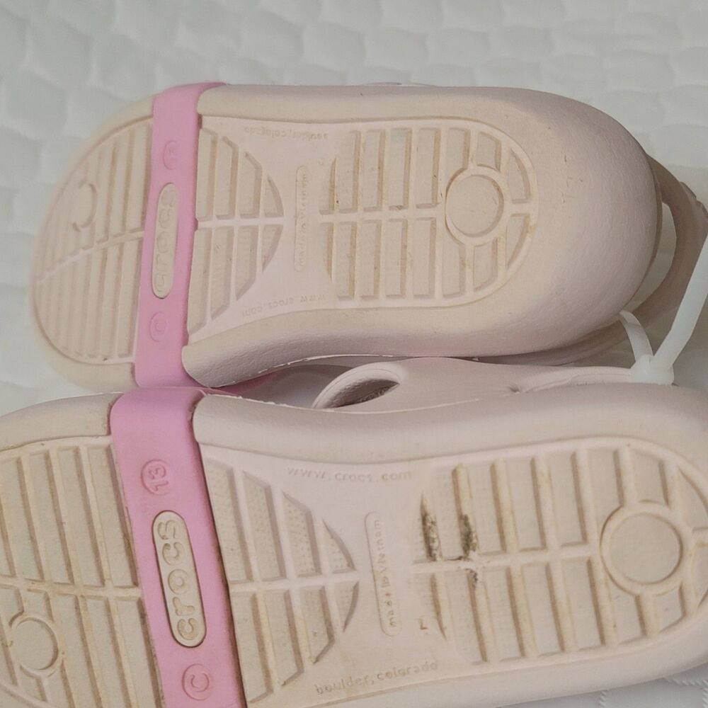 Crocs Keeley Charm Sandals Girl Size C13 Water Pink Bow Shoes Sandals - Picture 9 of 11